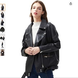 Black Faux Leather oversized Jacket